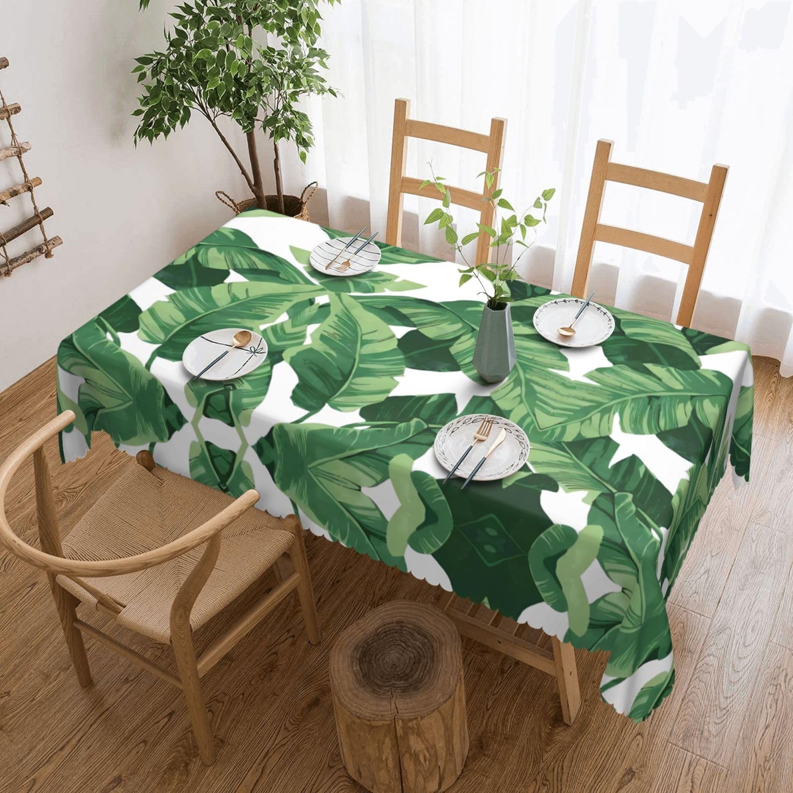MROWYC Cute green palm leaves Printed tablecloths are suitable for hotels, picnics, and parties, and can effectively protect the tabletop