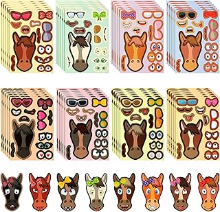 48 Pieces Make a Horse Stickers Make Your Own Horse Stickers Spirit Horse Stickers Horse Party Favors Horse Decorations for Kids Birthday Party Horse Game Rewards Supplies with 8 Designs