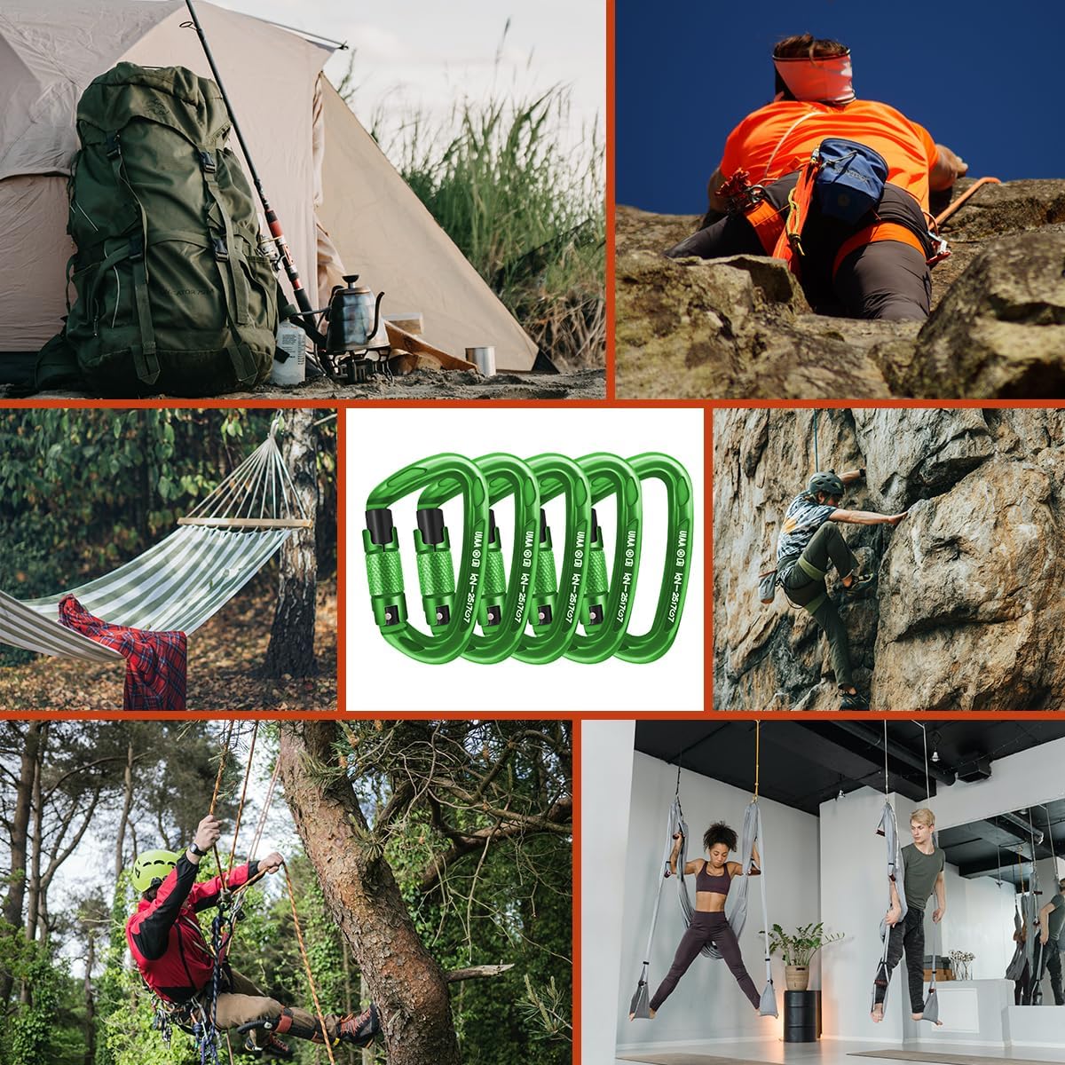 UIAA Certified Professional Heavy Duty Large Locking Carabiner Clips Climbing Carabiner 25kN Auto Locking Carabiner for Rock/Ice Climbing Rappelling Rescue Swing etc, D Shaped - Image 5