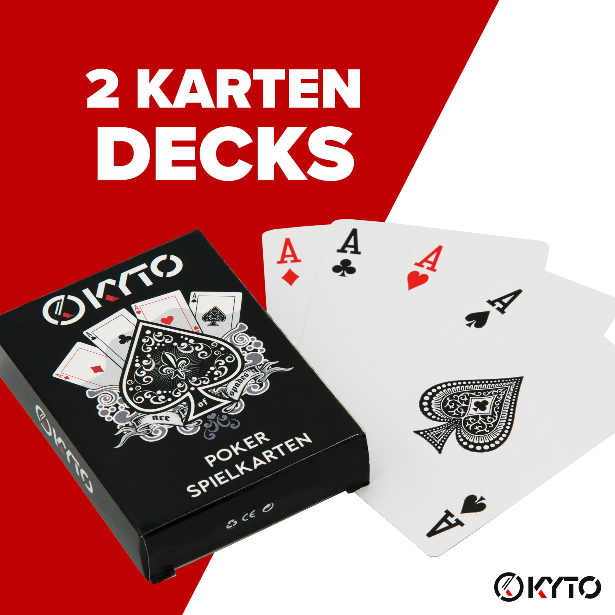 Kyto Pokerkoffer 300-tlg. Poker Set - Ideales Texas Holdem Set - Mit Koffer, Pokerchips, Pokerkarten und Pokermatte - Perfektes Pokerspiel für Profis und Anfänger im Cash Game und Turnier Poker