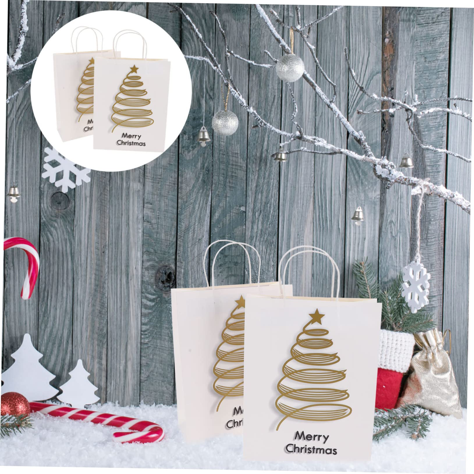 FRCOLOR 16 Piezas Bolsa De De Navidad Bolsas De Compras Bolsa Para Envolver Bolsas De De Dulces De Vacaciones Bolsa De Papel Con Asa Cosmética Carta