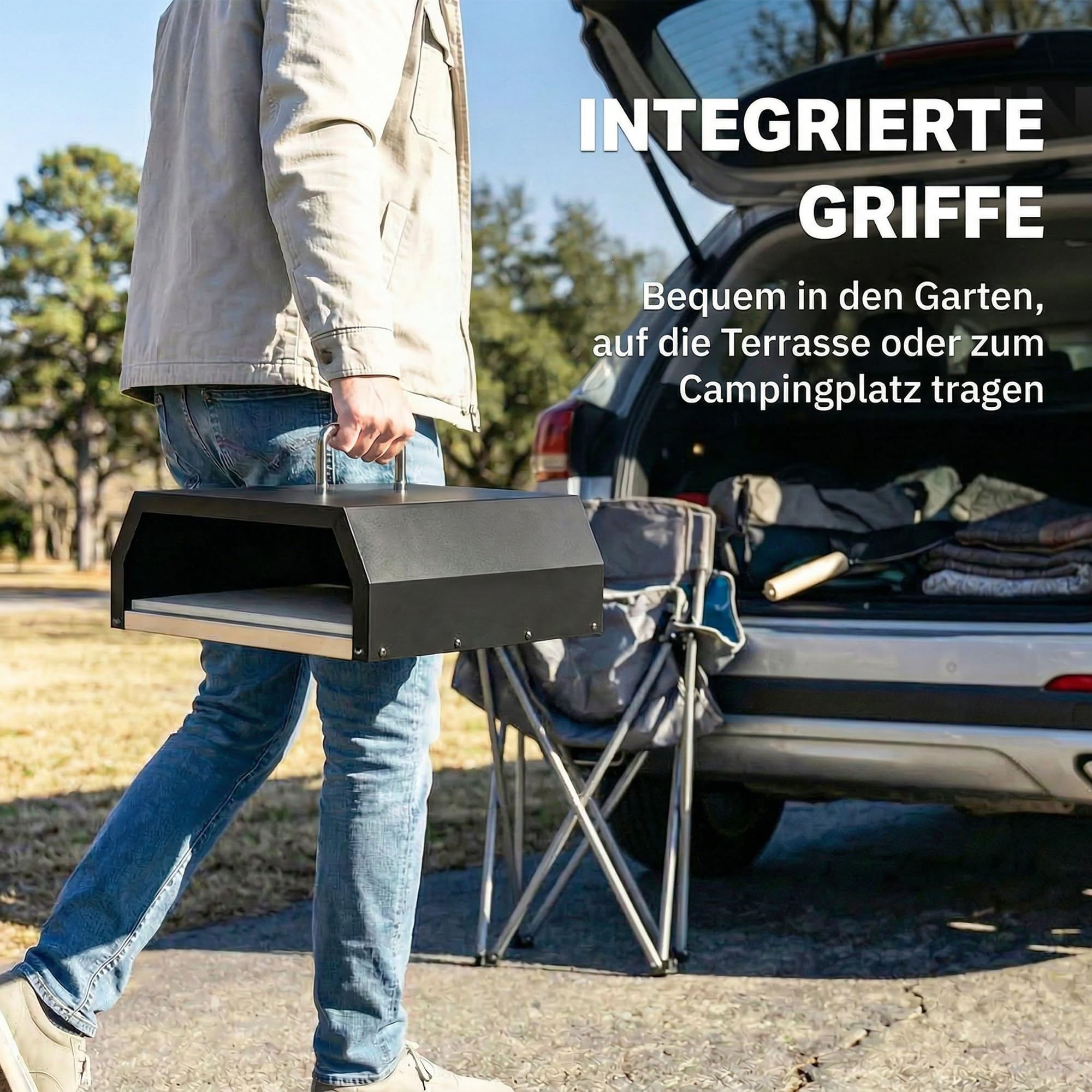 Outsunny Four à pizza d'extérieur 3 en 1 à bois en acier inoxydable 2 niveaux avec pelle à pizza
