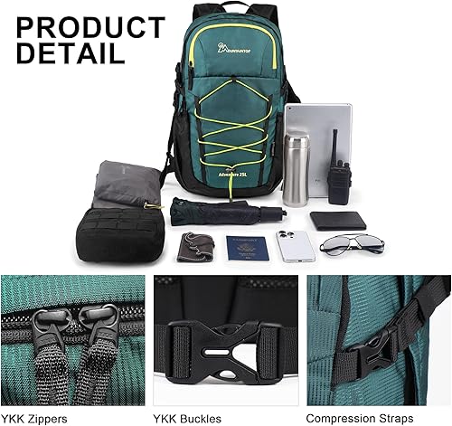 Miniatura 3 de MOUNTAINTOP Mochila de senderismo, mochila de campamento de 25 litros, mochila de senderismo ligera para hombres y mujeres, mochila de viaje para