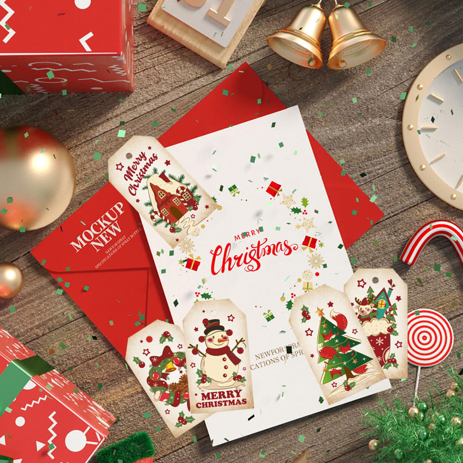 100 Etichette Regalo Di Natale In Carta Kraft Con Spago – Set Rosa Per Confezioni Regalo E Decorazioni Albero - 3