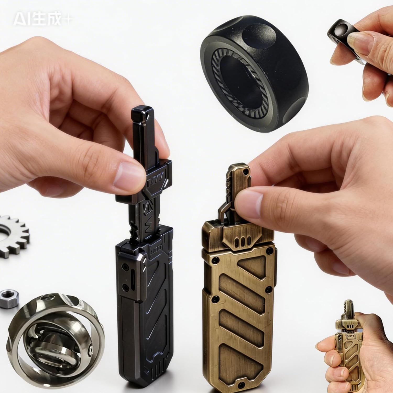 Ultimate EDC Sensory & Focus Toolkit: MagLev Spinner, Fidget Ring & Sword Slider Combo