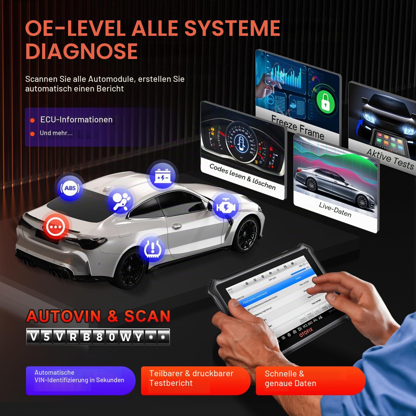 OTOFIX D1 Lite Obd2 Diagnosegerät, 2026 Alle Systemdiagnosen Auto Diagnose Scanner, KFZ-Codeleser mit Active Test, 38 Servicefunktionen, Ölrückstellung, EPB, SAS, BMS, 2 Jahre kostenloses Update