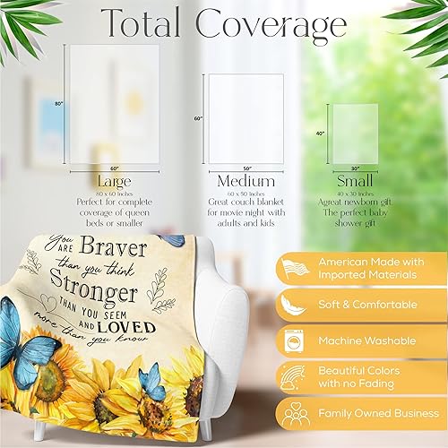 Miniatura 5 de Manta inspiradora para niños, adultos y familia, inspira amor, valentía y fuerza, motivo, amado y tema de protección, suave, cálida y afelpada,