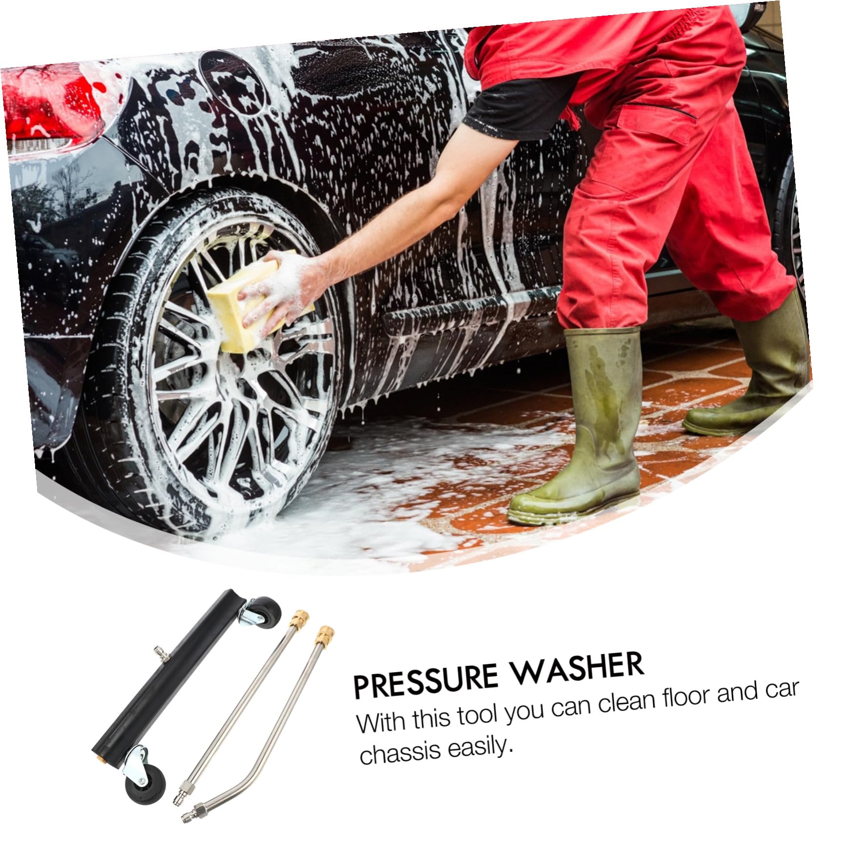 SUPVOX Cepillo para Lavadora de Alta Presión con Rueda Giratoria y Varillas Extensibles Limpiador de Chasis de Coche para Uso Lavado Completo de Automóviles