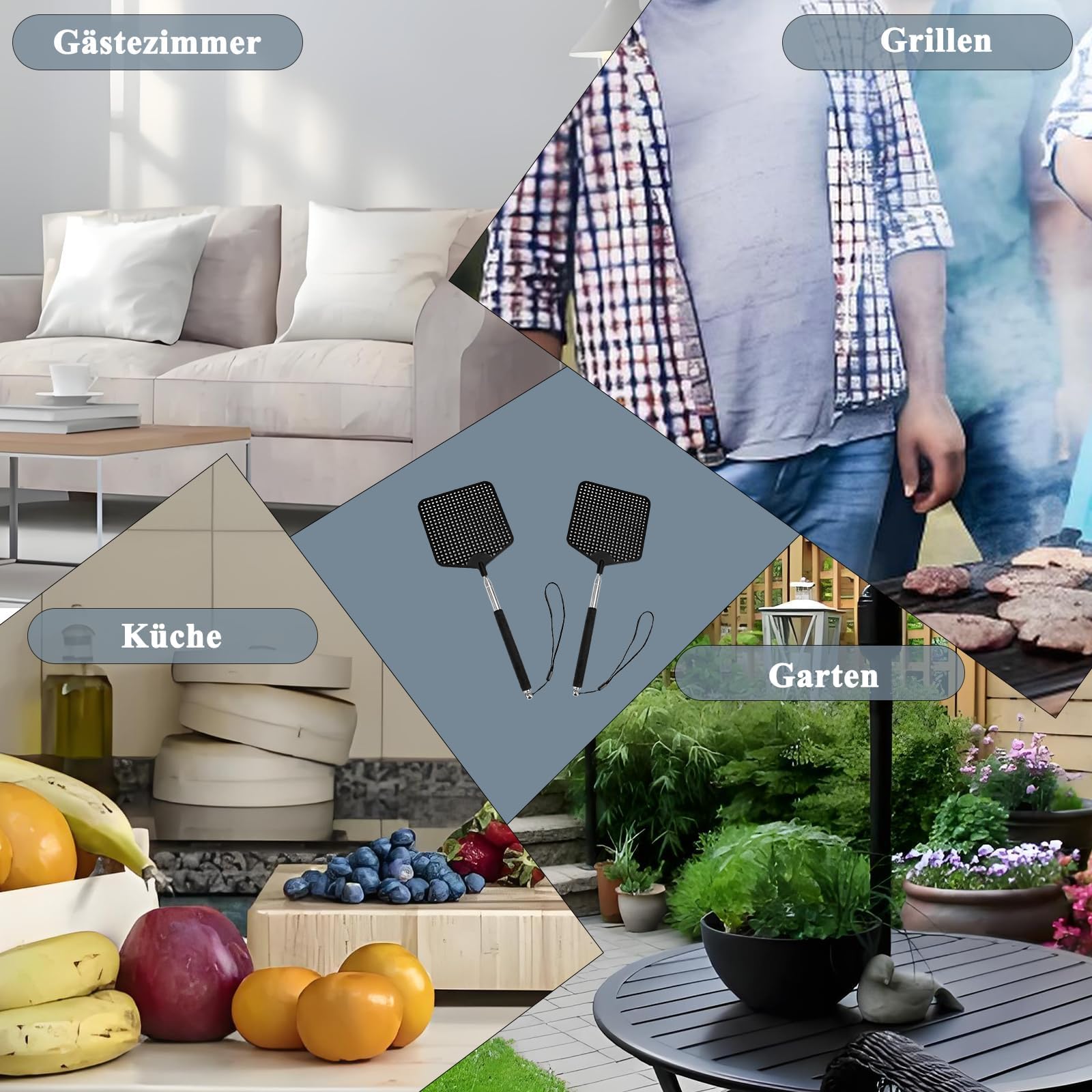 Scacciamosche estensibili | 6 pezzi Fly Swatter, ideali per respingere mosche, vespe, zanzare e altri insetti