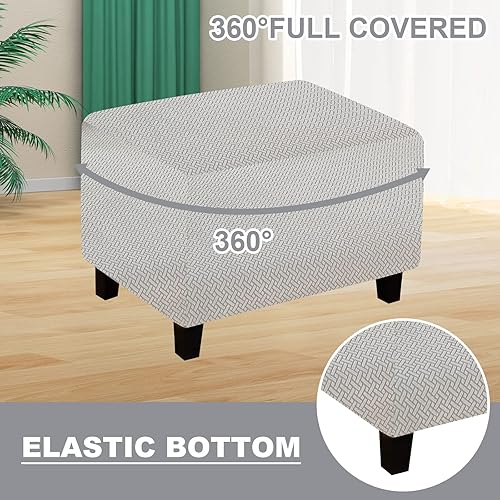 Miniatura 4 de Funda otomana de sofá resistente al desgaste, fundas otomanas rectangulares elásticas, funda para taburete de pies, fundas de taburete extraíbles