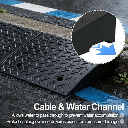 Miniatura 5 de RELIANCER 2 PCS Rubber Curb Ramps,5T Load Capacity Threshold Ramps for Loading Dock,Driveway Curb Ramp,Curbside Sidewalk Vehicle Ramp for Cars SUV