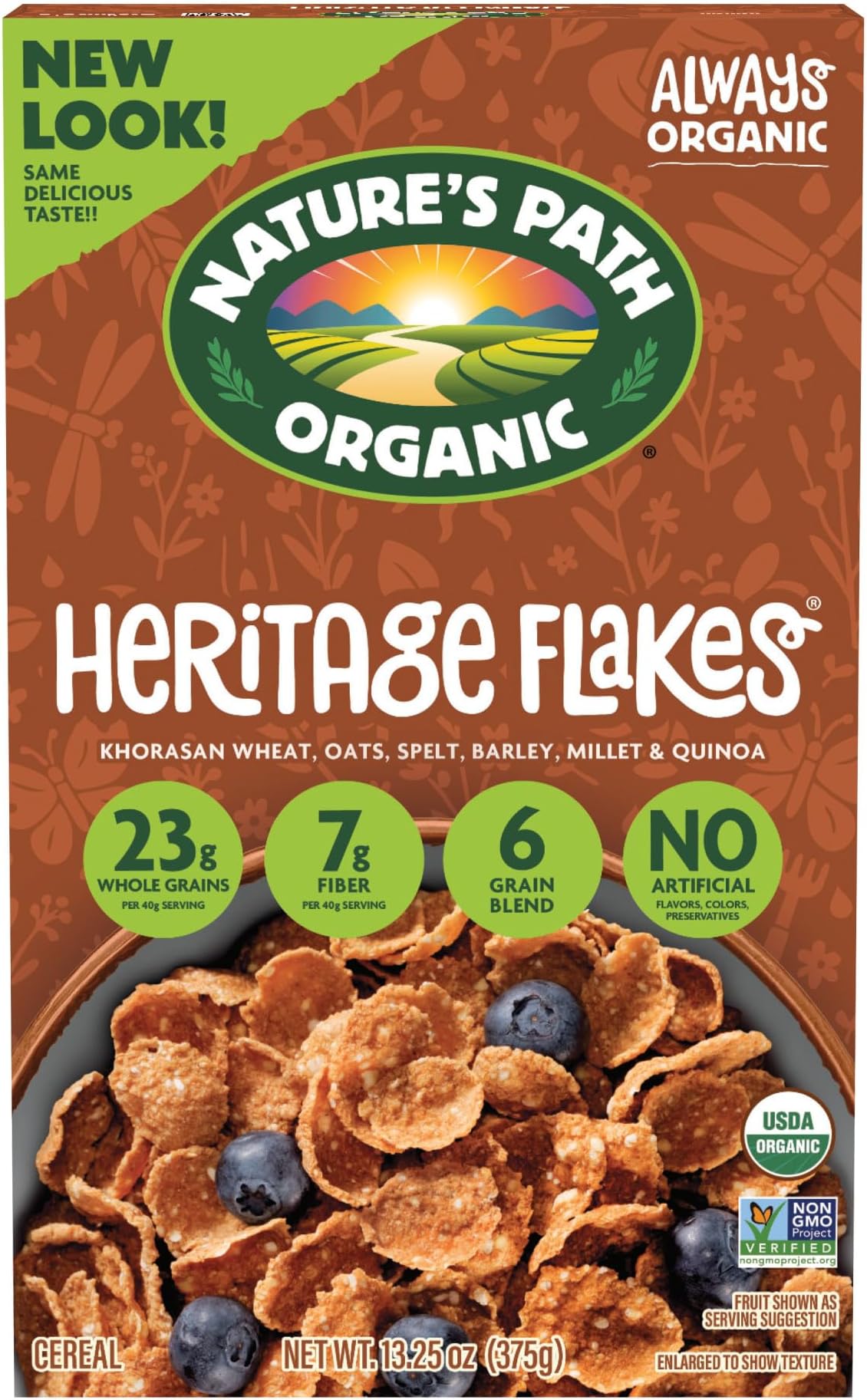 Nature's Path Organic Heritage Flakes® Cereal, 13.25 oz (Pack of 1), Ancient Grains, 23g Whole Grains, Non-GMO