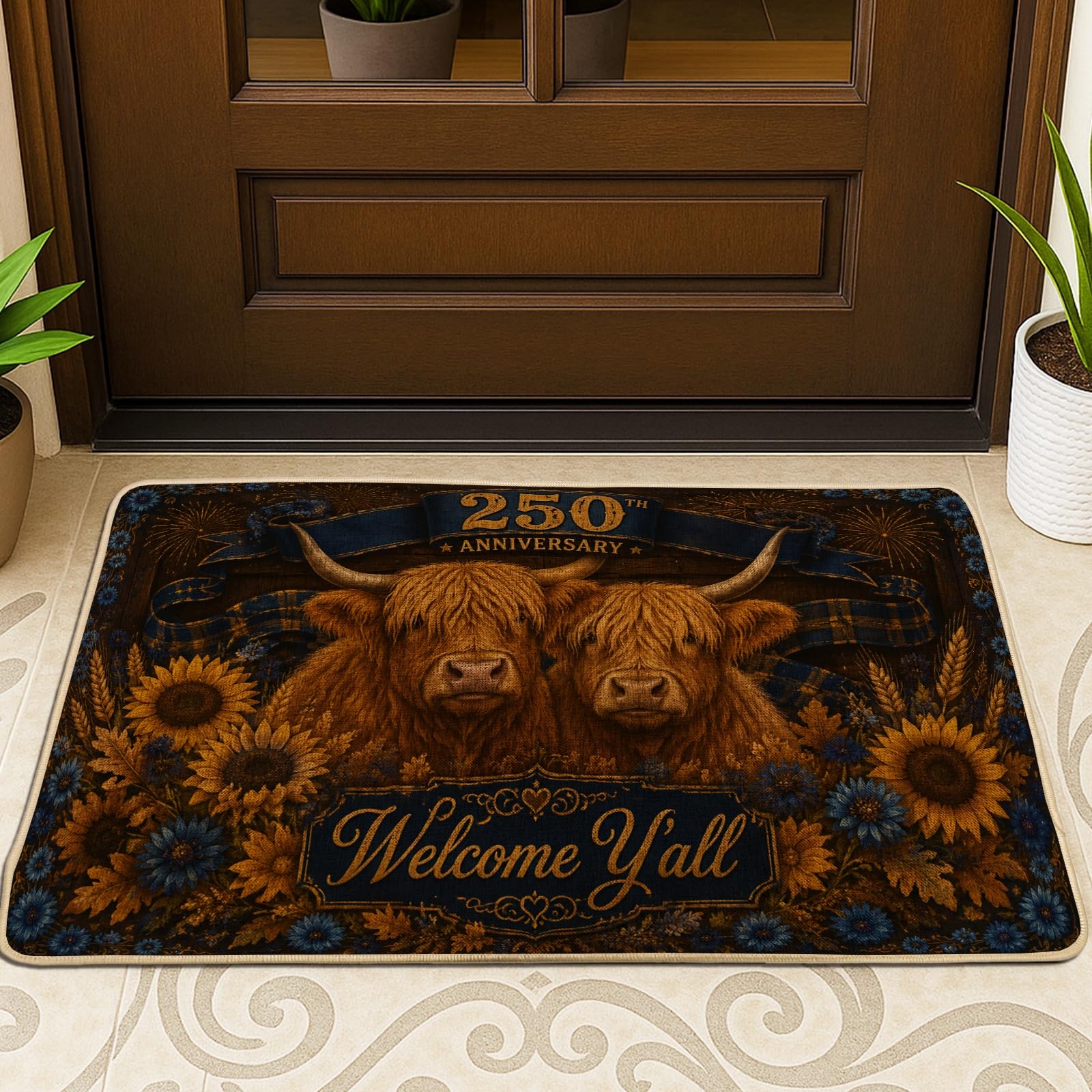 Paillasson Highland Cattle Welcome pour créer un intérieur chaleureux et familial