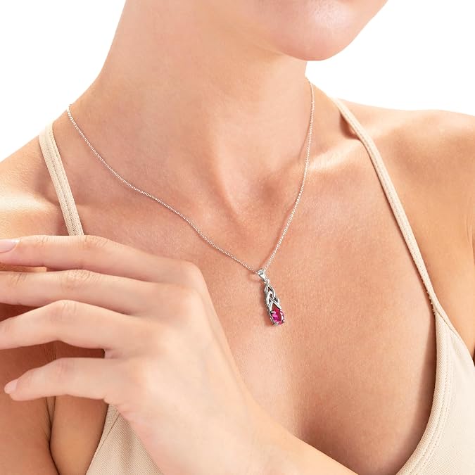 Silvershake 1.12ct. 天然エメラルドグリーンメノウ925スターリングシルバーケルトノットペンダント18インチチェーンネックレス付き, 18, 925ストリングシルバー。, 天然エメラルドグリーンメノウ。
