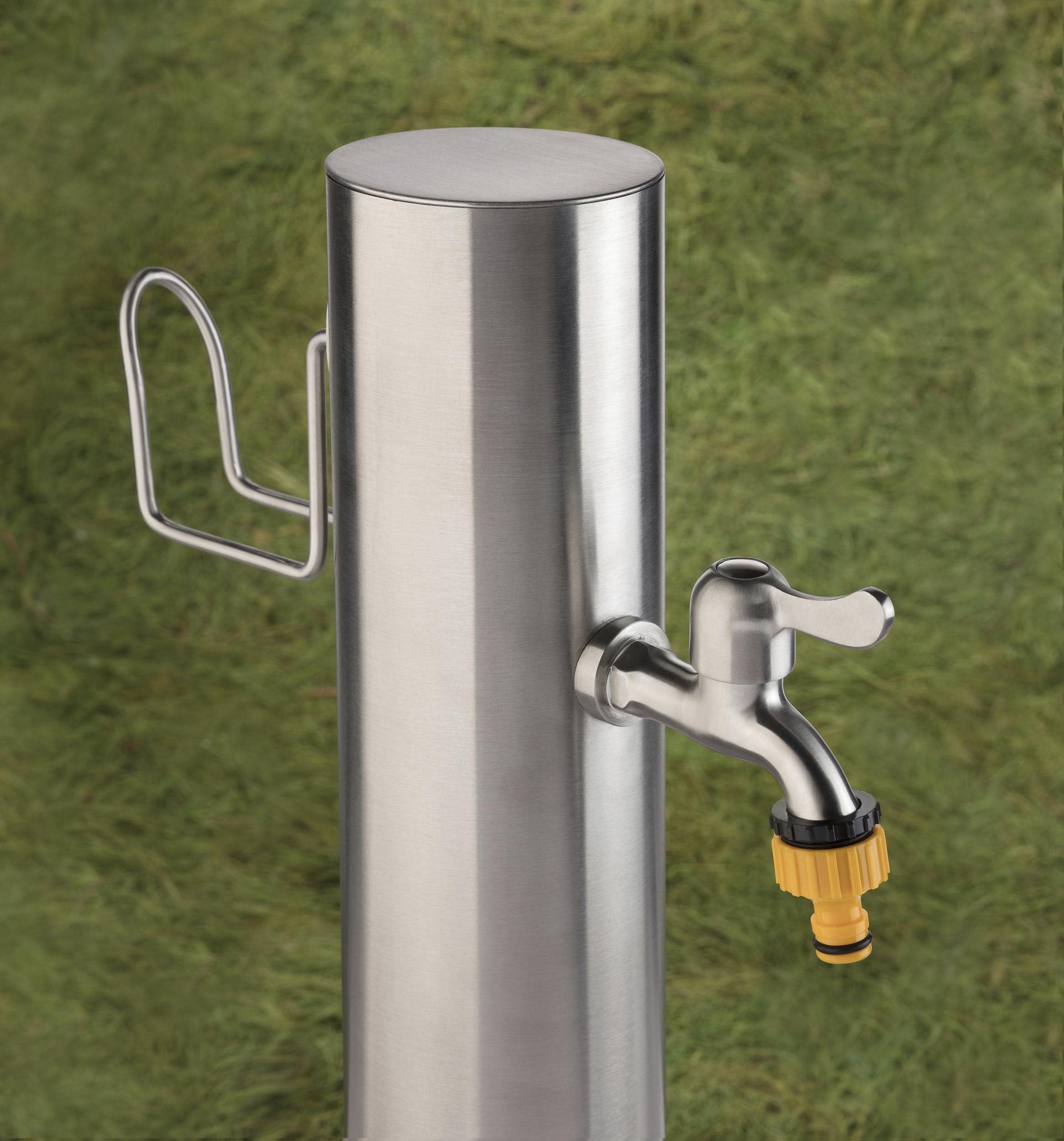 Westfalia Wasserwelten Wasserzapfsäule Edelstahl inklusive Schlauchhalter und 2 Hähne 75 cm