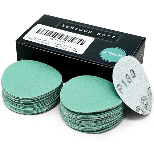 Vista 13 de Serious Grit - Surtido de discos de lijado de 2 pulgadas - Grano 80 120 150 180 220 (10/cada uno) discos de película de gancho y bucle de alta