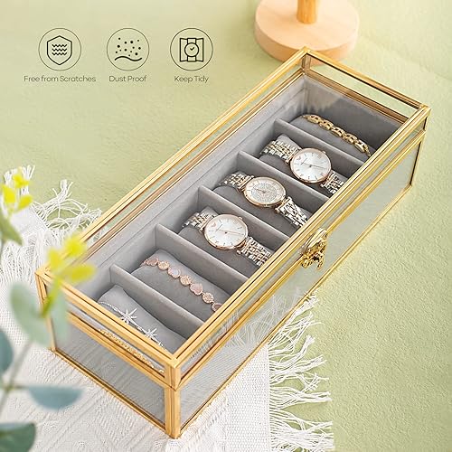 Miniatura 3 de Glass Watch Case for Women, 6 Slots Bracelets Boxes and Watches Display Cases for Women, Glass Watch Box Organizer for Jewelry Collection