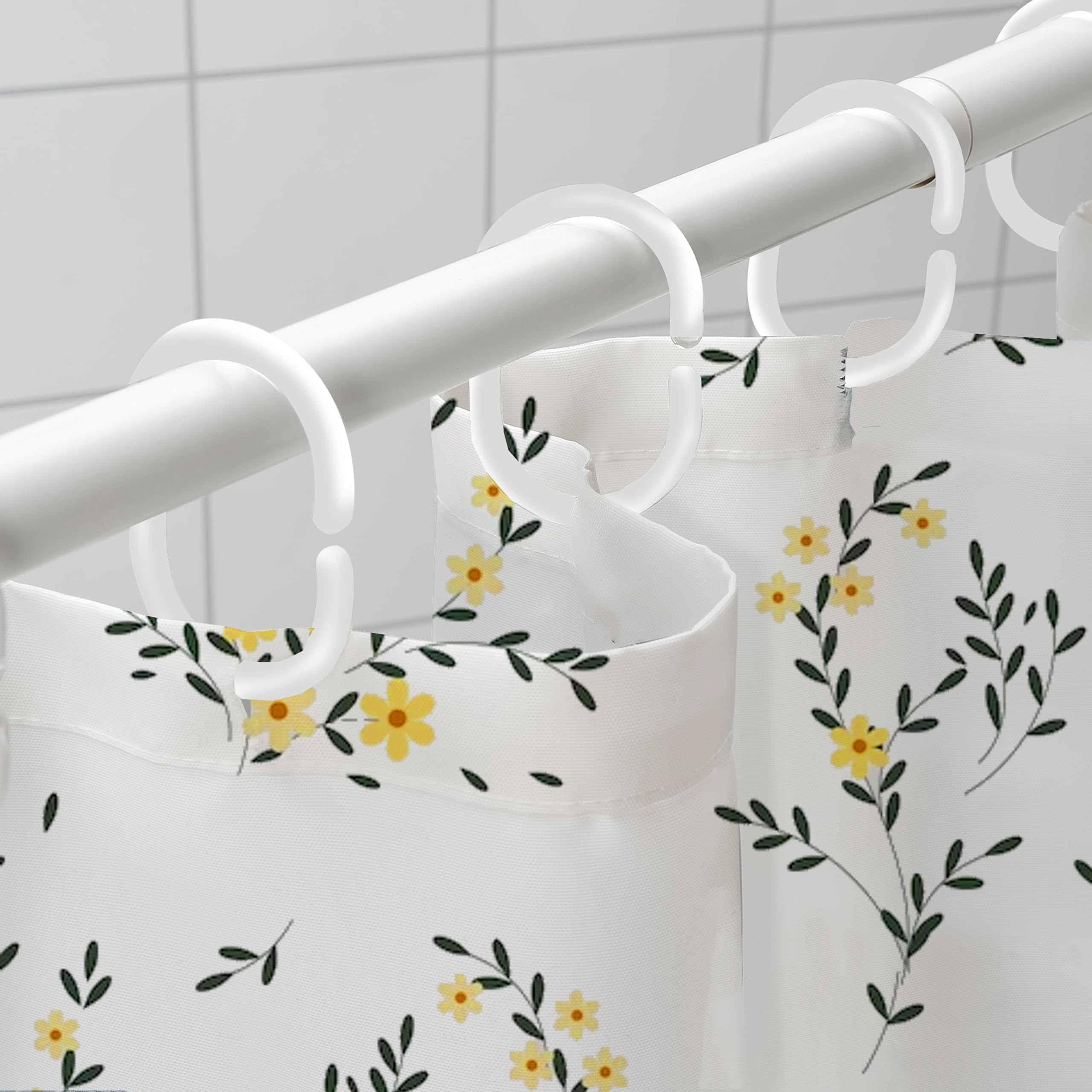 Furnishya Shower Curtains for Bathroom 100% Polyester Waterproof Fabric 6Feet 8 Free Hooks Included |Yellow|