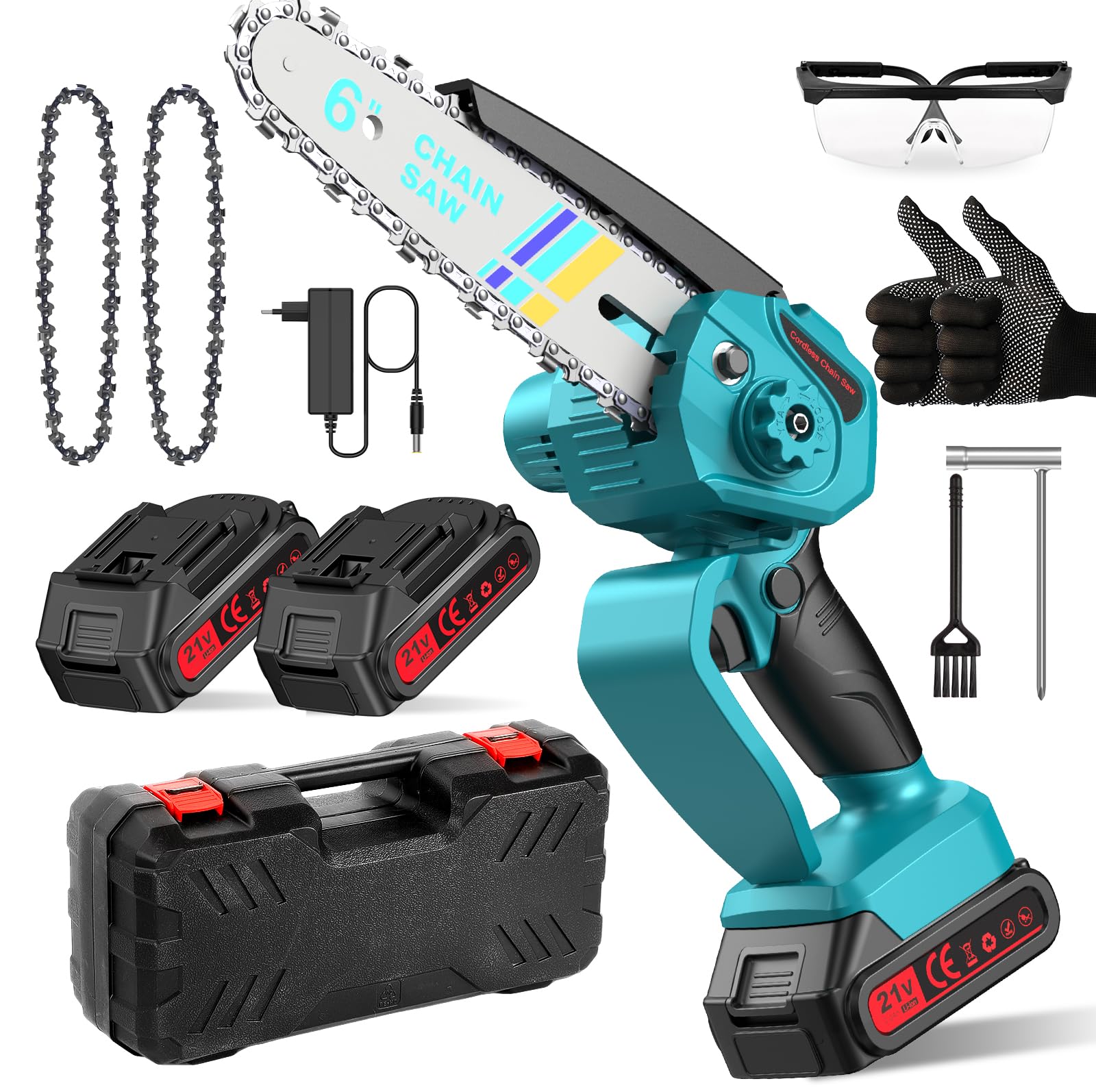 Mini-Kettensäge - 6 Zoll Akku Kettensäge Schnittschere Kettensäge