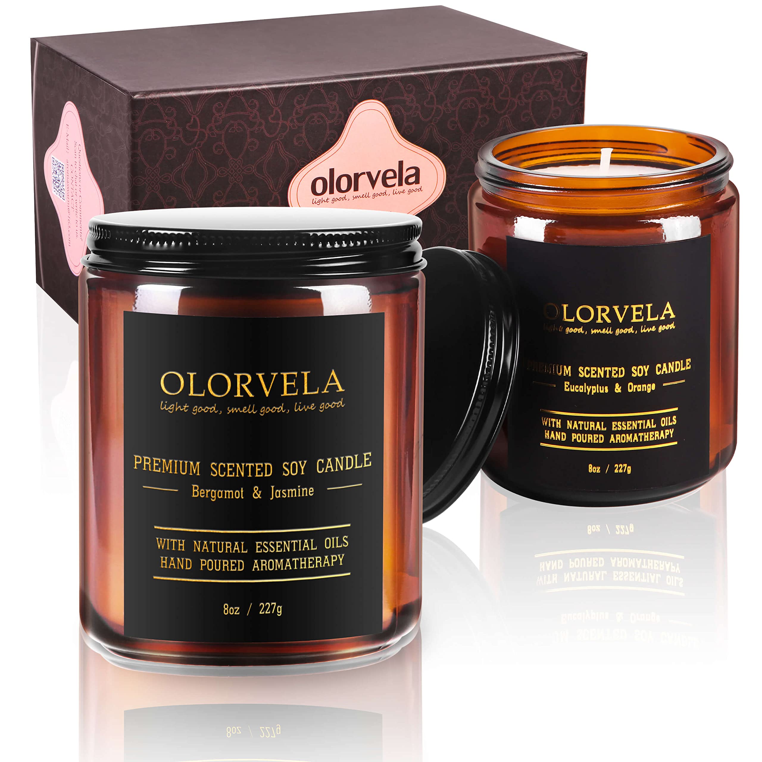 Scented Candles for Home Scented Candles Gifts for Women, Soy Candles in Amber Jars 100Hours Burn Time Gifted Packaged Aromatherapy Candle