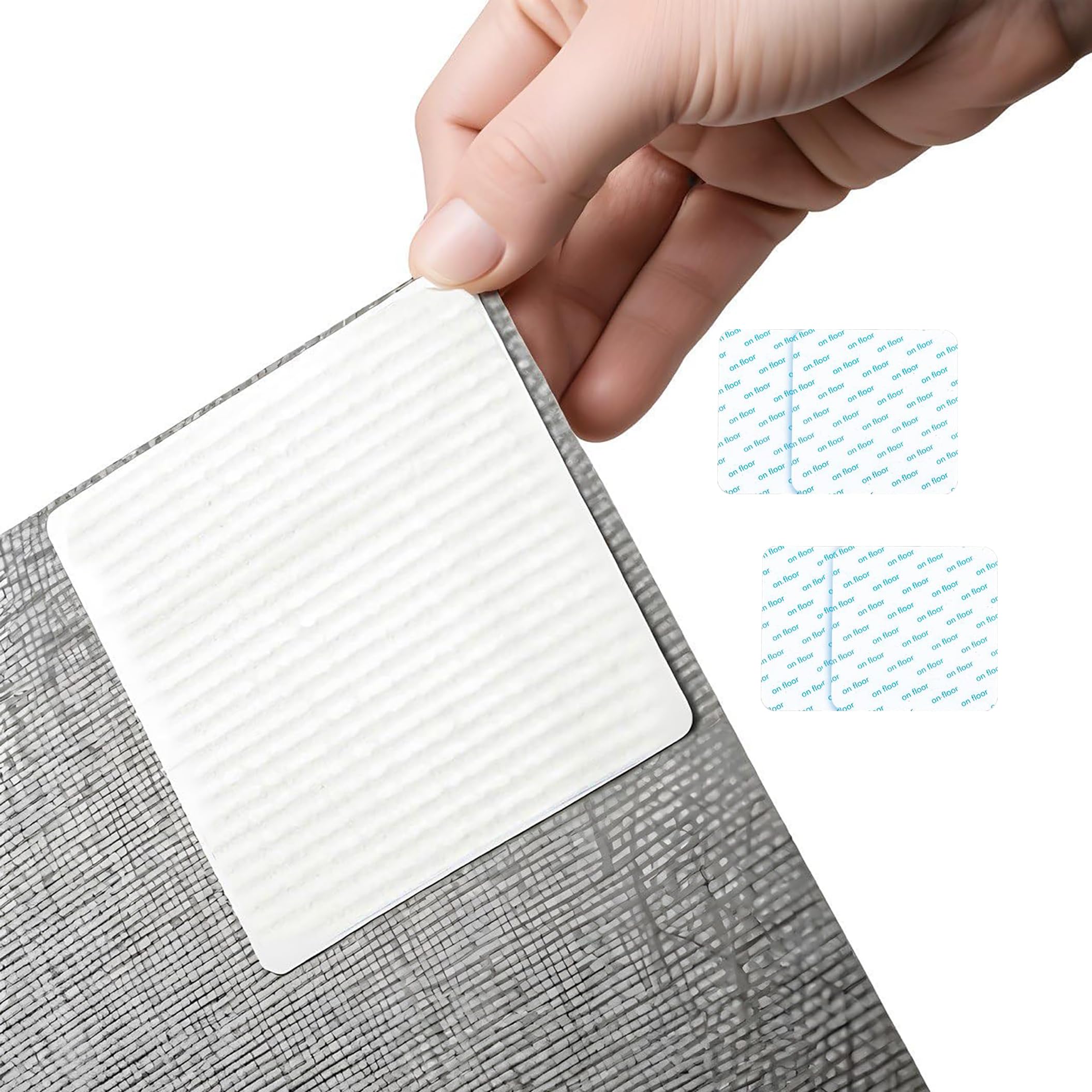 Rug Pad Gripper, Anti Slip Mat Mesh, Washable Underlay (10 X 10 cm), Multi Purpose Liner To Keep Your Rug in Place & Make Corner Flat and Easily Peel Offf, For Hard Floors Cushions, Backing (4 Pack)-image-37