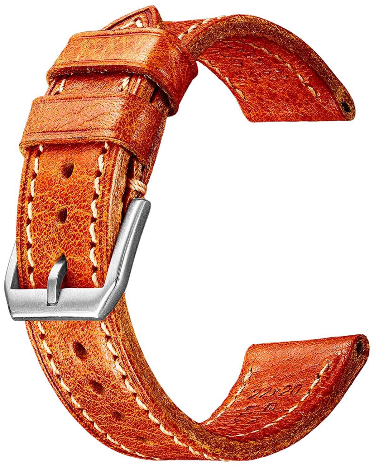 Cinturino vintage in pelle, conciato al veg, unisex, 18/19/20/21/22/23/24/26 mm