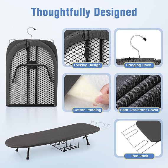 Tabletop Ironing Board, Foldable Small Ironing Board with Iron Holder Portable Mini Iron Board for Small Spaces Compact Table top Small Ironing Table for Dorms, Aprtment, RVs, Travel, 32x12