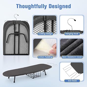 Tabletop Ironing Board, Foldable Small Ironing Board with Iron Holder Portable Mini Iron Board for Small Spaces Compact Table top Small Ironing Table for Dorms, Aprtment, RVs, Travel, 32x12