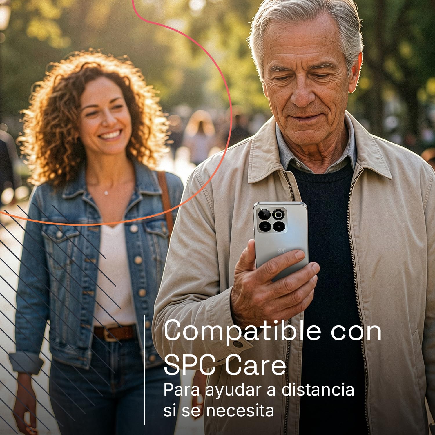 SPC Zeus 2 Elite - Smartphone para Mayores con Pantalla 6,7” y 128GB Memoria | Triple CAM 50MP, NFC y Carga rápida | Modo fácil, Iconos XL y Compatible con App Control y ubicación remota – Plateado