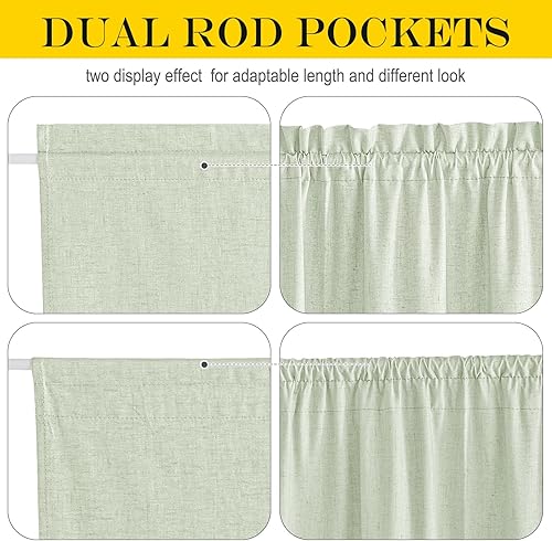 Miniatura 4 de NICETOWN Cortina de lino para puerta francesa, cortinas de puerta 100% opacas para ventana, cubierta de ventana de 25 x 72 pulgadas para puerta de