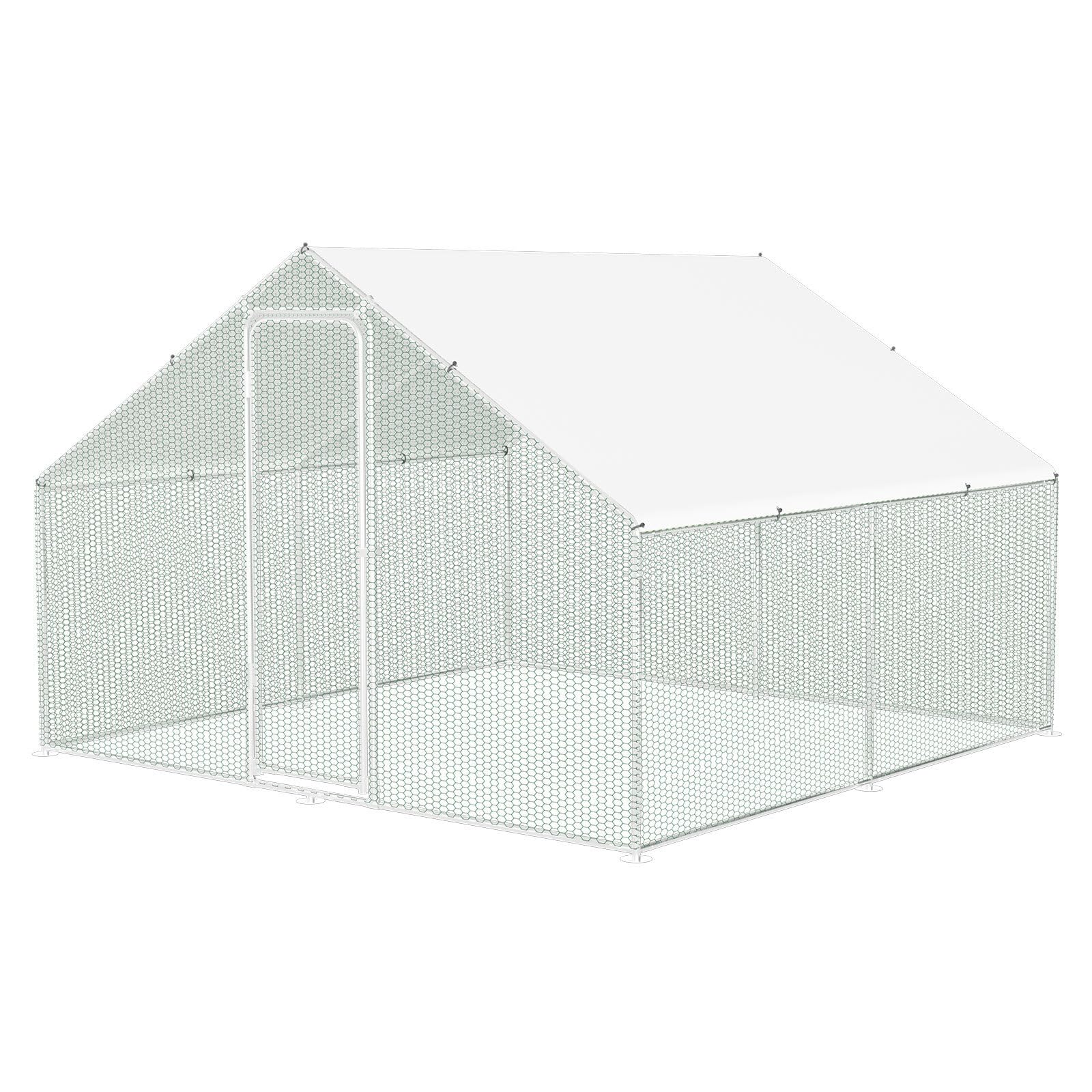 Poulailler pour chats et poules - Parc extérieur - 3 x 3 x 2 m - En acier galvanisé - Toit ombragé revêtu de PVC pour volaille, lapins, chiens