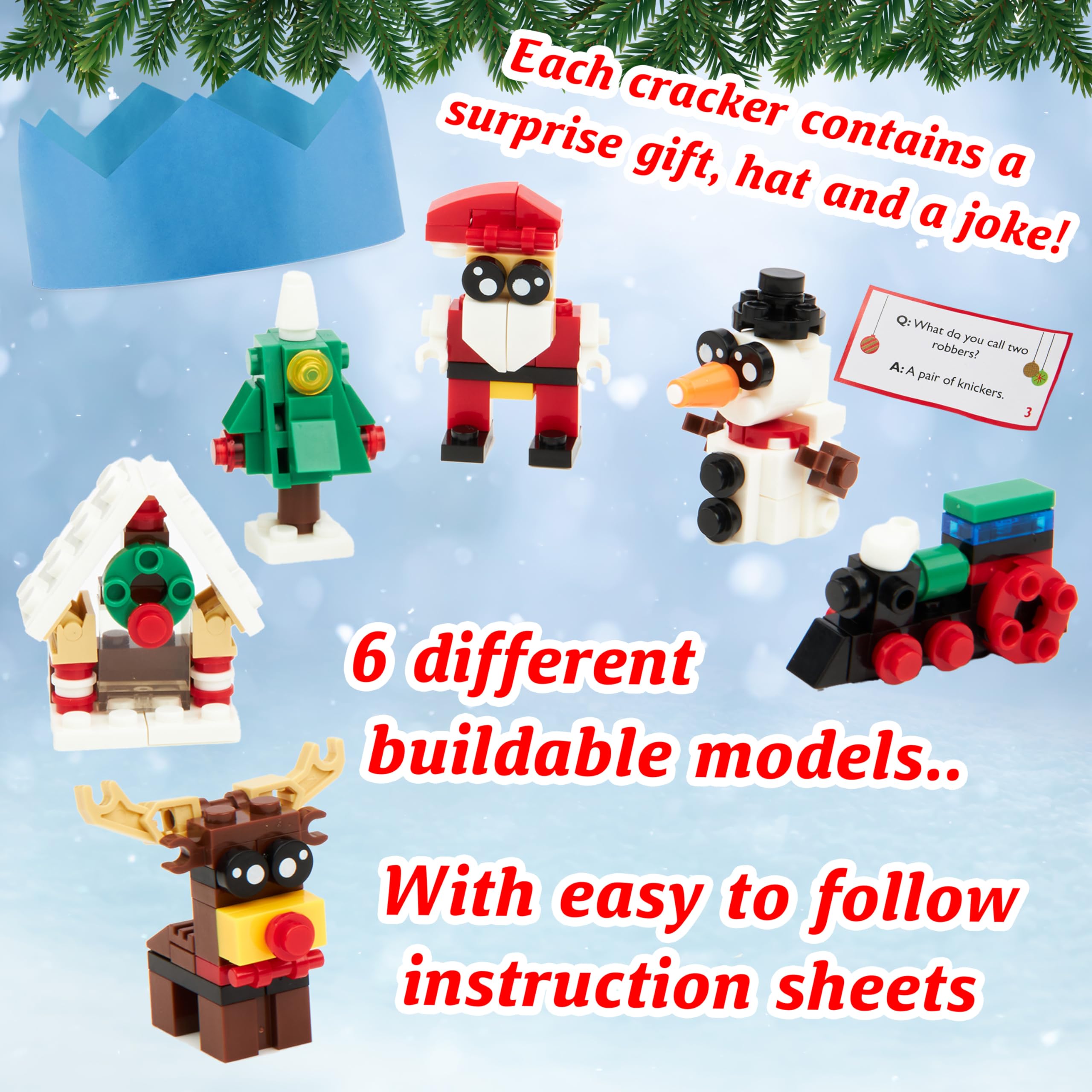 KreativeKraft Luxury Pop Christmas Crackers, Pack of 6 Deluxe Xmas Crackers, Family-Friendly Novelty Xmas Gifts - Image 3