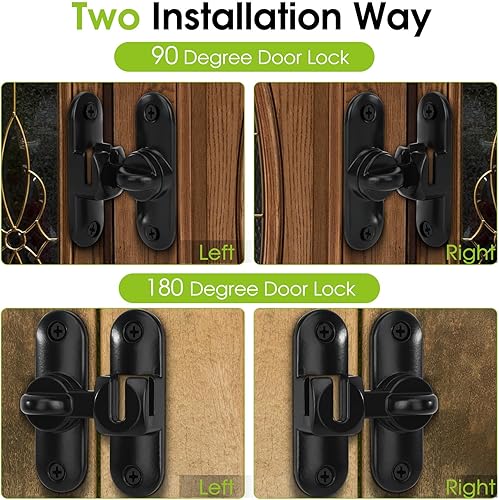 Miniatura 3 de Pestillo de puerta abatible, cerradura de puerta de granero de 90180 grados, cerradura de puerta de seguridad para granero, puerta corredera,