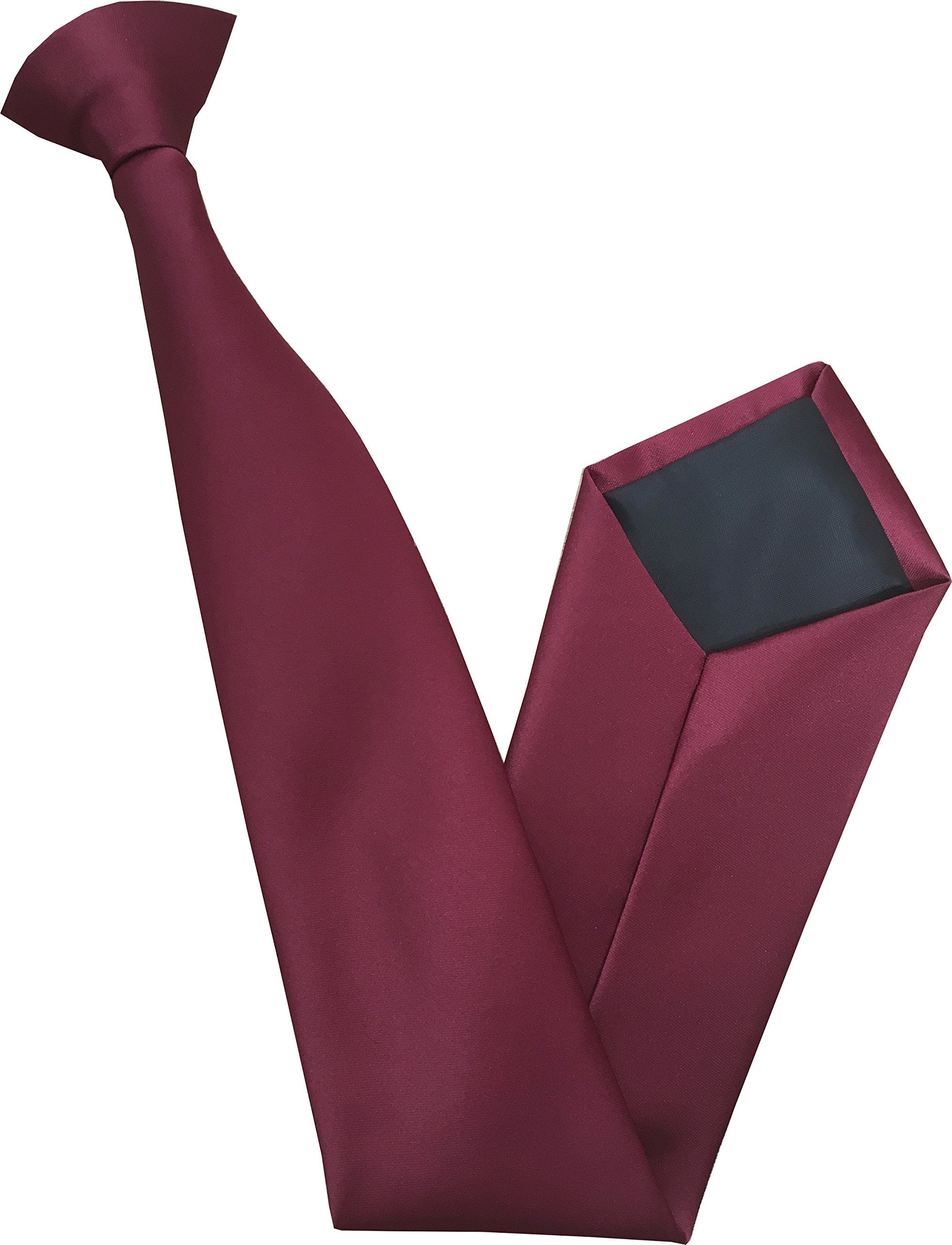 Great British Tie Club Men's Burgundy Satin Clip On Ties,