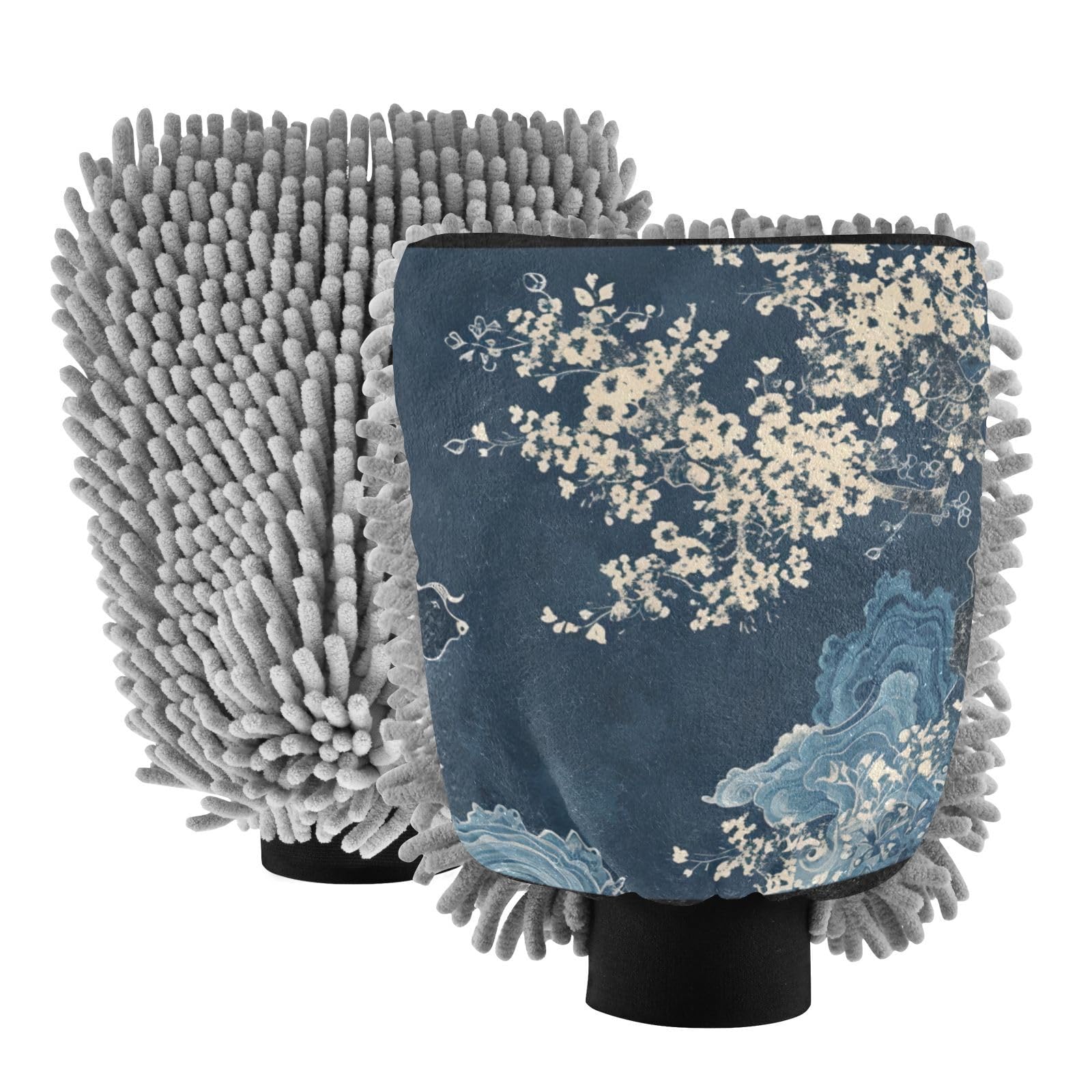 IOACIY Absorbent Microfiber Car Wash Drying Mitts, 2 Pack, Scratch-Free & Lint-Free, Rich Foam, Highly Absorbent, Double Sided, Wash Mitt Perfect for Car Washing, M, Cow (7)