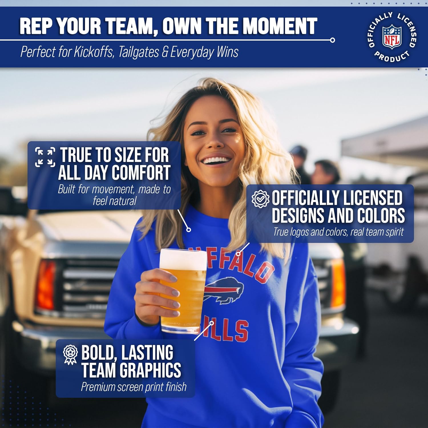 Team Fan Apparel NFL Adult Gameday Football Crewneck Sweatshirt - Cotton Blend - Stay warm, comfortable & stylish on game day - Image 5