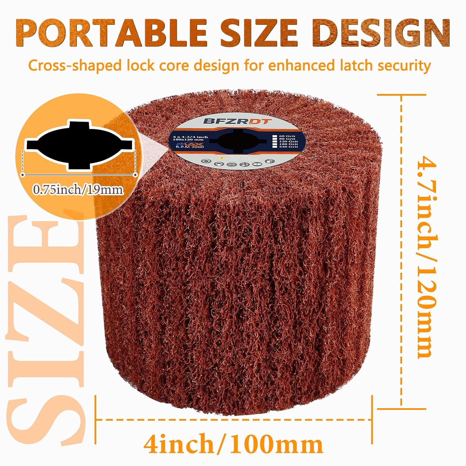 4 Pcs Surface Conditioning Tool, 60 80 120 180 Grit 4.7" x 4" Abrasive Drawing Burnishing Drum for Metal Stainless Steel Wood