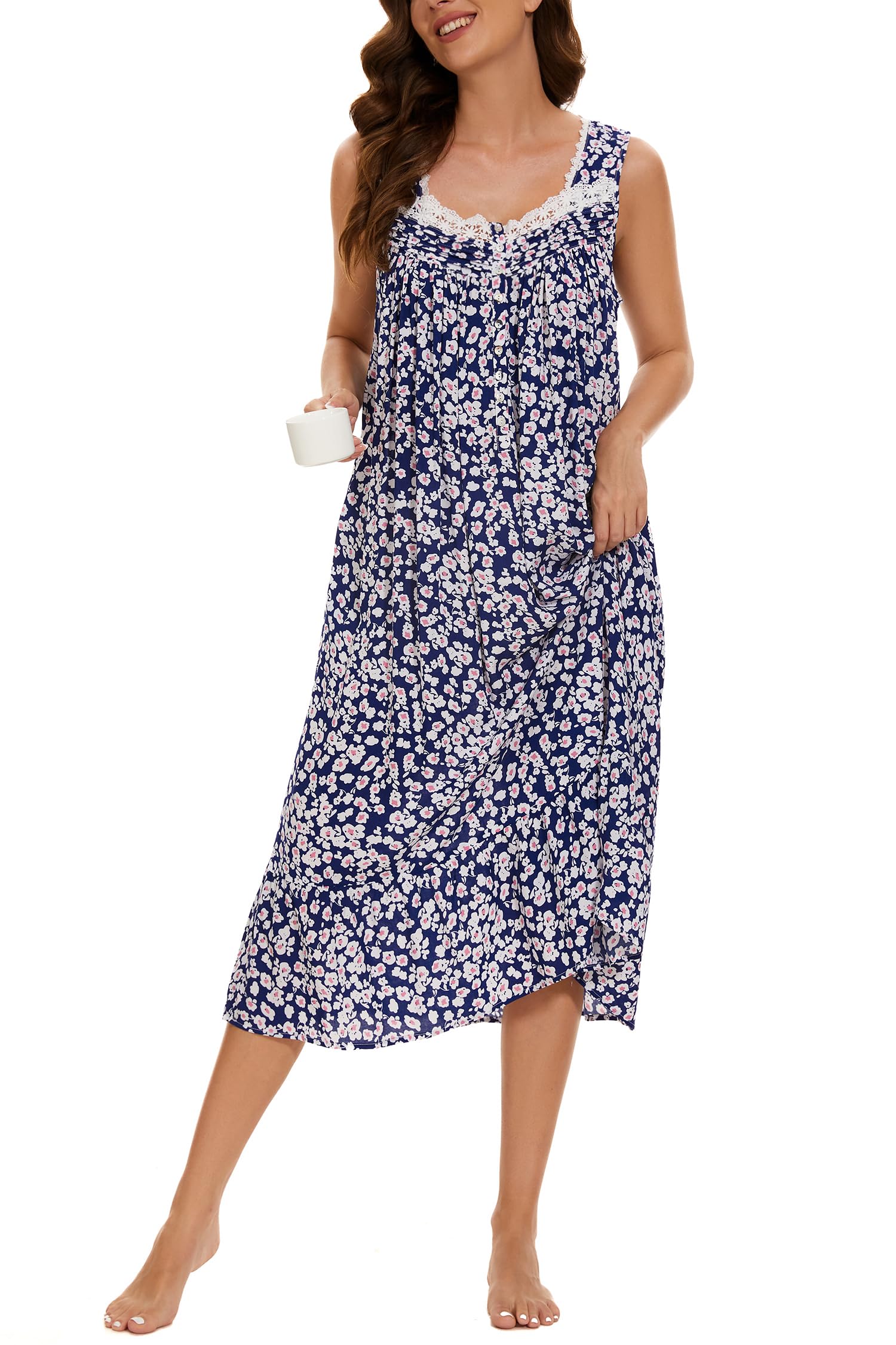 knee length dresses for ladies Gold Button House Dress- Short or Long Sleeve! - L / Long Sleeve main image 1