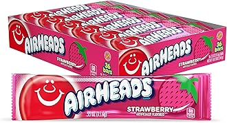 Candy, Individually Wrapped Full Size Bars, Strawberry, Bulk Taffy, Non Melting, Party, 0.55 oz (Pack of 36) - 1