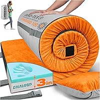 Vista 13 de Colchón de Espuma Viscoelástica de 3 Pulgadas para Acampar, Almohadilla de Dormir de Doble Capa Gruesa para Coche, Tienda, Cama, Enrollable, Verde