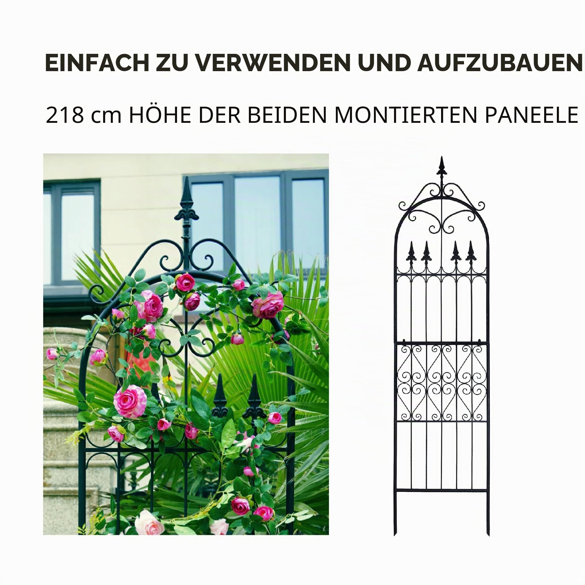 GARDEN Garten Rankgitter 220x55x1.3CM für Kletterpflanzen Metall Eisen Draht Rankhilfen für Outdoor Kletterpflanzen Unterstützung