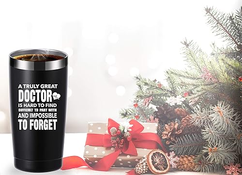 Miniatura 4 de momocici Vaso de 20 onzas con texto en inglés "A Truly Great Doctor is Hard to Encontrar". Regalos de agradecimiento para médicos. Cumpleaños,