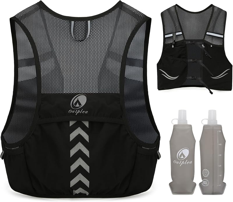 Chaleco para correr con 2 botellas de agua de 500 ml, mochila ligera para correr para hombre y mujer, chaleco de hidratación para correr, maratón, accesorios, M/L