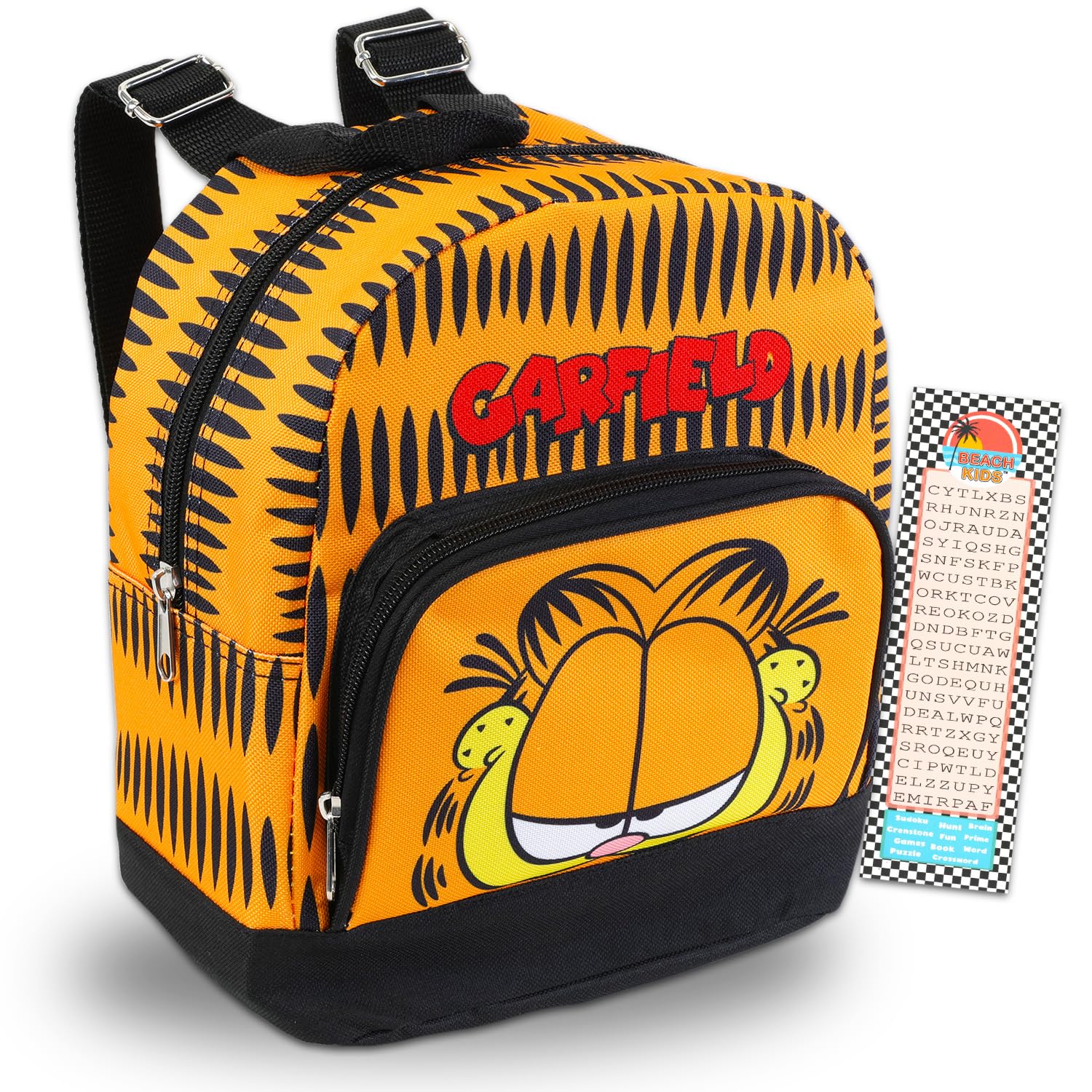 Garfield Mini Backpack for Women Set - 10” Canvas Garfield Backpack with Front Pocket and Bookmark | Garfield Backpack Purse Bundle