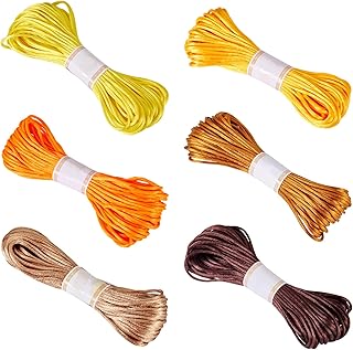 Boutigem Cordón de nailon satinado de cola de rata, 6 colores, 3 mm, cordón de nailon para bordar, hilo de bordado para nudo chino, macramé, pulsera trenzada para hacer joyas, color amarillo