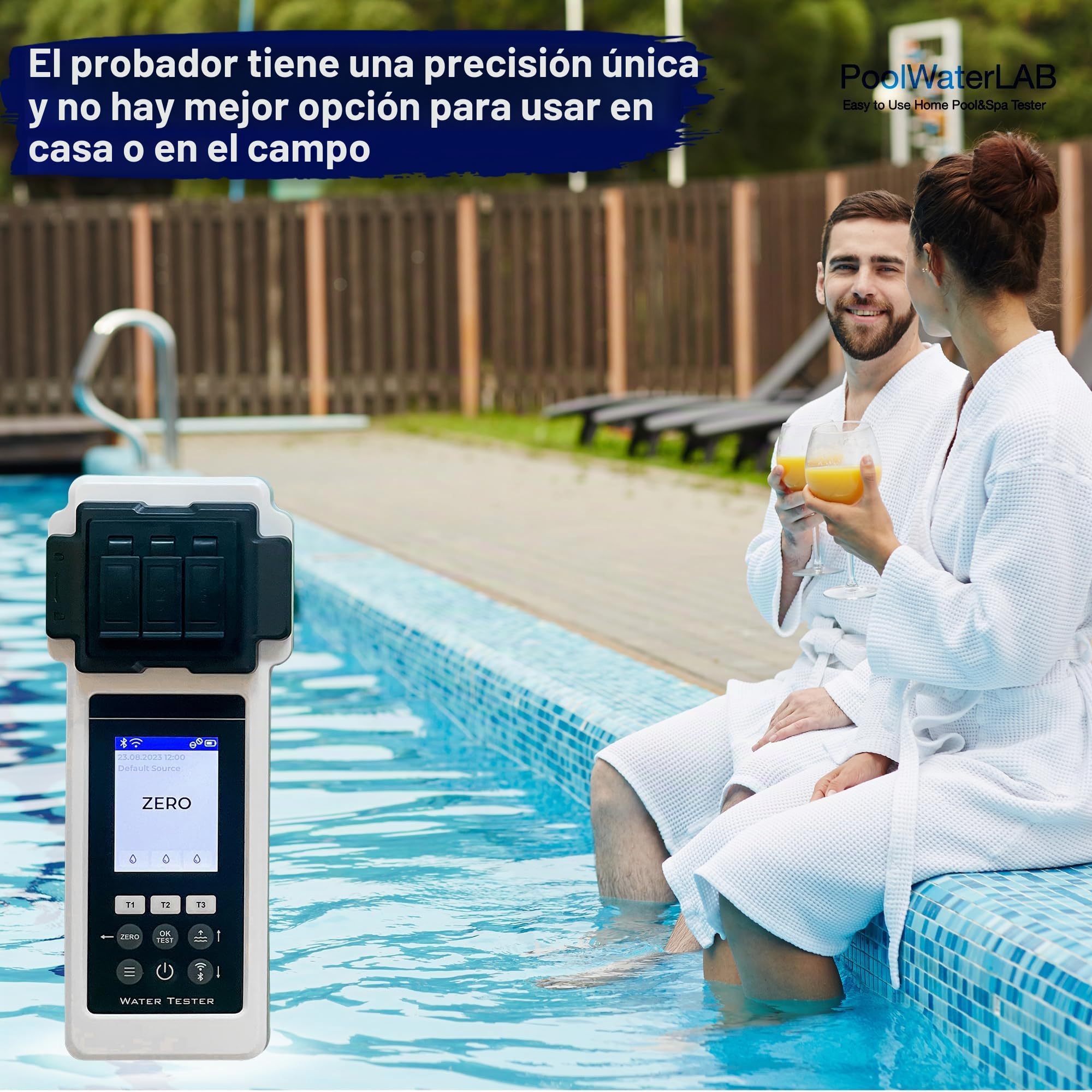 Pool LAB 2.0 Set especial: 27en1 funciona con reactivos líquidos y sólidos,probador de agua electrónico con 70pastillas de prueba incluidas, probador eléctrico de piscina,medidor de fotómetro