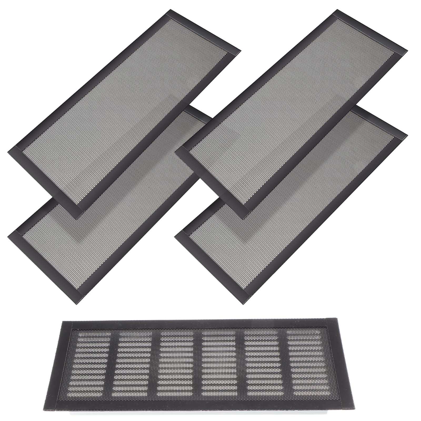 Magnetische Bodenlüftungsabdeckung – 10,2 X 20,3 Cm, PVC-Netz, Fängt Schmutz & Haare, 6 Stück, Schwarz