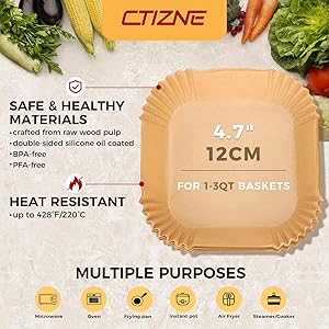 Air Fryer Liners Disposable - 125Pcs 4.7In Square Parchment Paper for Air Fryer, Non-Stick Airfryer Basket Liners for Steamer Microwave Oven