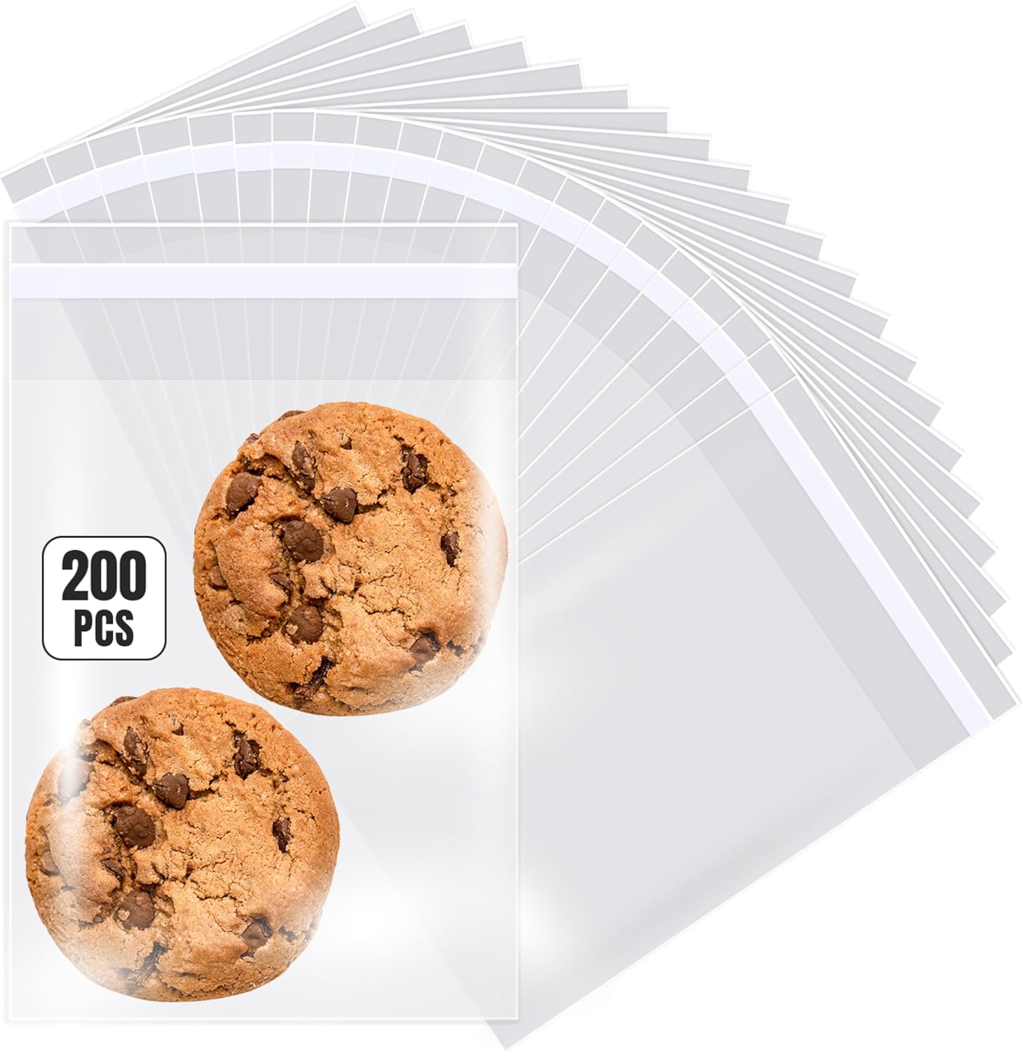Prestee Self Sealing Cellophane Bags 4x6 In - 200 Pack - Clear Poly Bags for Cookies, Treats, and Gifts - Self-Sealing Closure - 100% Polypropylene -Food-Friendly Cello Bags - Clear Bags for Packaging 4x6" - 200 count Self-Sealing