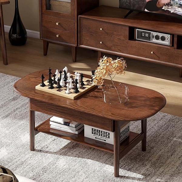 Two-Tier Walnut Storage Coffee Table